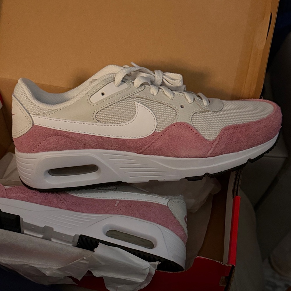 Nike Women's Suede Pink and White Sneakers